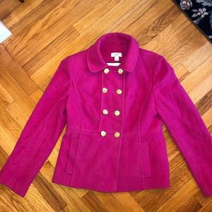 Classic Ann Taylor Loft Hot Pink Wool coat size 6.  Gorgeous!